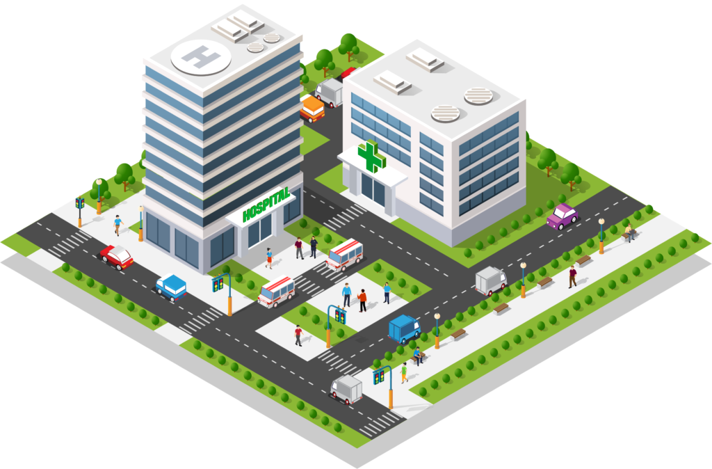 CGI Image of a hospital complex